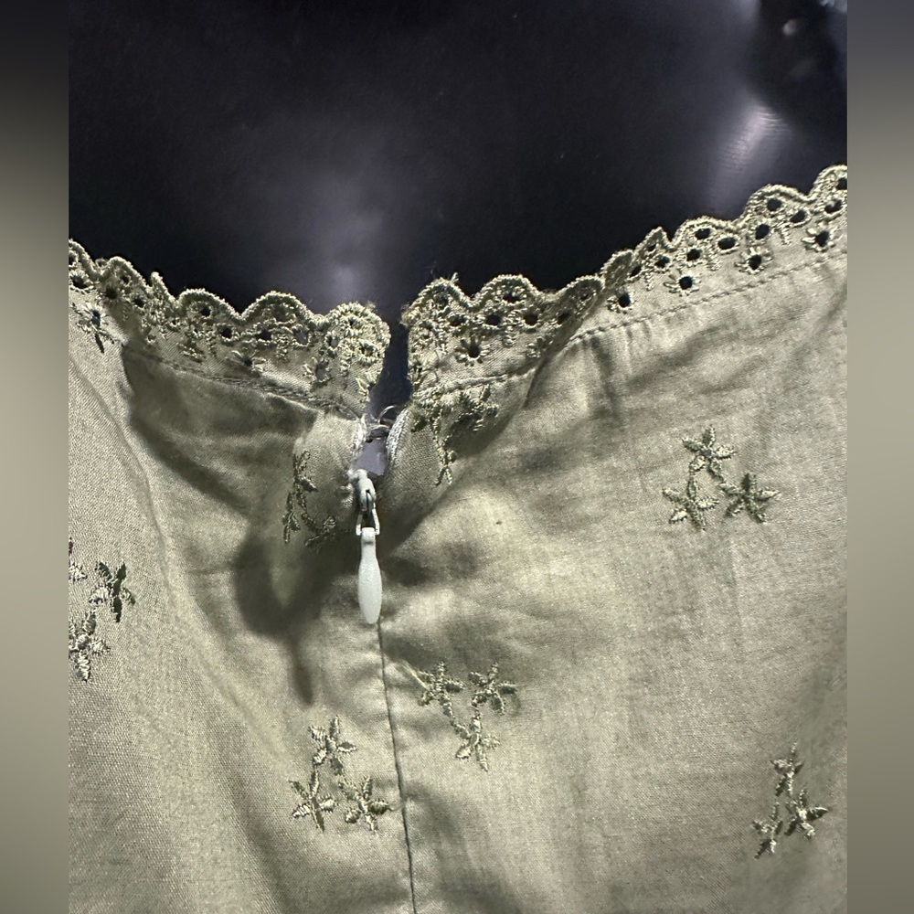 Earthy Green Embroidered Midi Dress - Boho Chic - Picture 4 of 5